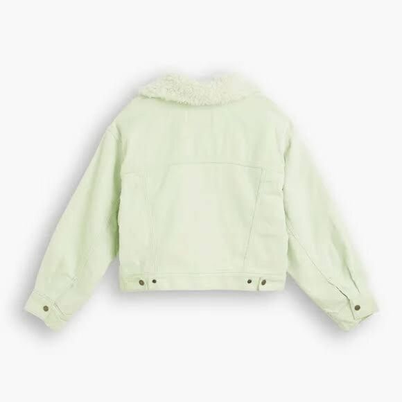 Levi's Women's Plus Size Faux-Sherpa Baby Baggy Trucker Jacket - Meadow Mist 2X - Picture 6 of 7